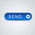 Blue send button, mail mesage vector