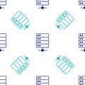 Blue Server, Data, Web Hosting icon isolated seamless pattern on white background. Vector Royalty Free Stock Photo