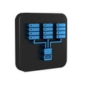 Blue Server, Data, Web Hosting icon isolated on transparent background. Black square button. Royalty Free Stock Photo