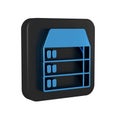 Blue Server, Data, Web Hosting icon isolated on transparent background. Black square button. Royalty Free Stock Photo