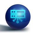 Blue Server, Data, Web Hosting icon isolated on white background. Blue circle button. Vector Royalty Free Stock Photo