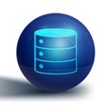 Blue Server, Data, Web Hosting icon isolated on white background. Blue circle button. Vector Royalty Free Stock Photo