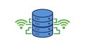 A blue server rack icon with five circular indicators on each of the three stacked