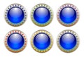 Blue Set of 6 Color Combinations Glossy Buttons Royalty Free Stock Photo