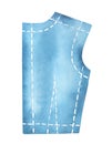 Blue sewing pattern water color illustration.