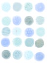 Blue shade water color circles.Hand painted water color illustration.