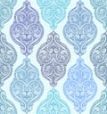 Blue shaded seamless pattern, ethnic pattern, damask seamless pattern element