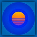 Blue Shades Orange Sun Abstract Background Royalty Free Stock Photo