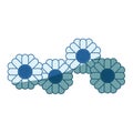 Blue shading silhouette of abstract sunflowers pattern multicolor