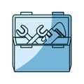 Blue shading silhouette of opened plumbing toolbox