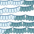 Blue shading silhouette with set of festoons in shape of rectangles