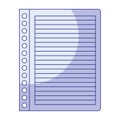 Blue shading silhouette of striped notebook sheet in blank