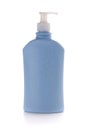 Blue shampoo bottle