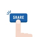 Blue share button with forefinger Royalty Free Stock Photo