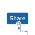 Blue share button with linear hand Royalty Free Stock Photo