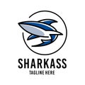 Blue Shark Aquatic Line Style Modern Logo Illustration Royalty Free Stock Photo