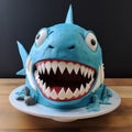 Blue Shark Cake With Vray Tracing And Inventive Character Designs