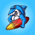 Blue Shark Cartoon Mascot Royalty Free Stock Photo