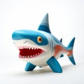 Cartoonish Chaos: Blue And White Shark Vinyl Toy By Superplastic