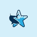 Blue shark icon vector symbol with stars symbol