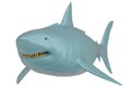 Blue shark isolated on white background. 3D illustration. 3D render