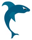 A blue shark in jumping out of water vector or color illustration