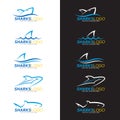 Blue shark logo 5 style on white and black background Royalty Free Stock Photo