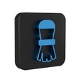 Blue Shaving brush icon isolated on transparent background. Barbershop symbol. Black square button.