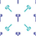 Blue Shaving razor icon isolated seamless pattern on white background. Vector Royalty Free Stock Photo
