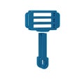 Blue Shaving razor icon isolated on transparent background.