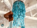 Blue shell chandelier