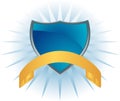 Blue Shield with Banner Royalty Free Stock Photo