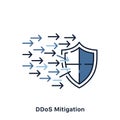 Blue Shield Blocking Dark Blue Arrows D Do S Mitigation Icon Royalty Free Stock Photo