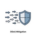 Blue Shield Blocking Multiple Arrows D Do S Mitigation Icon Royalty Free Stock Photo
