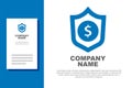 Blue Shield with dollar symbol icon isolated on white background. Security shield protection. Money security concept Royalty Free Stock Photo