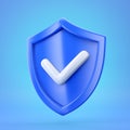 Blue shield icon with check mark sign on color background