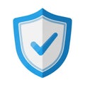 Blue shield icon with checkmark symbol for digital security Royalty Free Stock Photo
