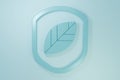 Blue Shield with leaf icon isolated on blue background. Eco-friendly security shield with leaf. Minimalism concept. 3D Royalty Free Stock Photo