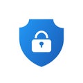 Blue shield lock icon. Blocking unwanted websites and protection