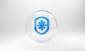 Blue Shield protecting from virus, germs and bacteria icon isolated on grey background. Immune system concept. Corona Royalty Free Stock Photo