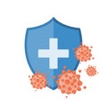 Blue shield protecting from virus germs and bacteria Royalty Free Stock Photo