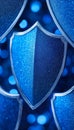 Blue Shield Protection Abstract Background With Bokeh, Concept For Safety, Security, And Insurance Royalty Free Stock Photo