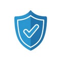 Blue shield with white check mark icon Royalty Free Stock Photo