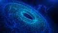 Blue Shine Dust And Dots Circular Galaxy Space With Hole In The Middle 3D Perspective View Background