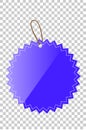 Blue Shining Star Blank Tag whith stiching, at transparent effect background Royalty Free Stock Photo