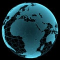 Blue shining transparent earth globe