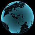 Blue shining transparent earth globe