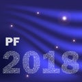 Blue shiny curved happy new year pf 2018 from little snowflakes eps10