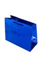 Blue shiny gift bag. isolate on white background Royalty Free Stock Photo