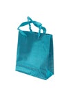 Blue shiny gift bag isolated on a white background Royalty Free Stock Photo